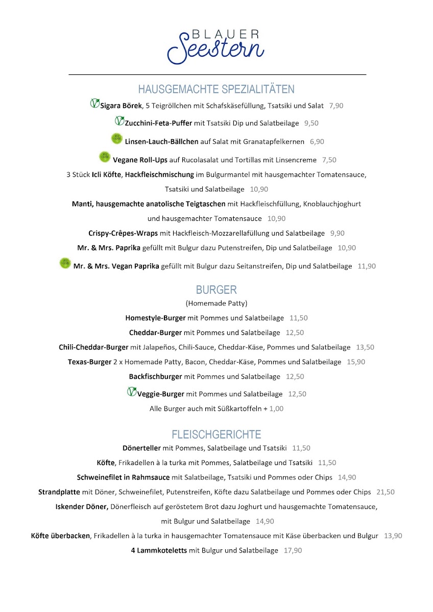 Blauer Seestern Menu - Image 1